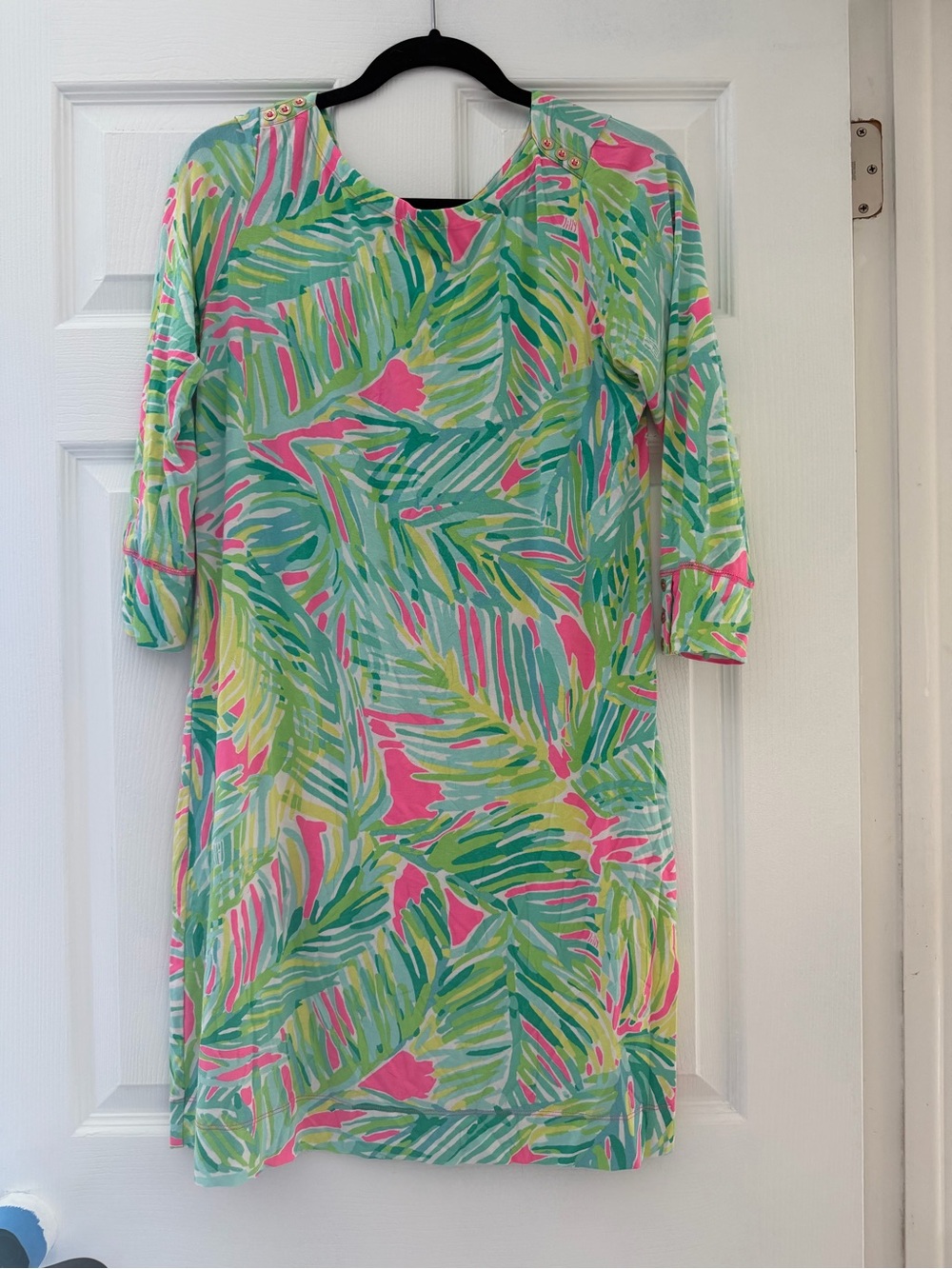 Lilly Pulitzer Pink, Aqua & Lime Tropical Midi Dress